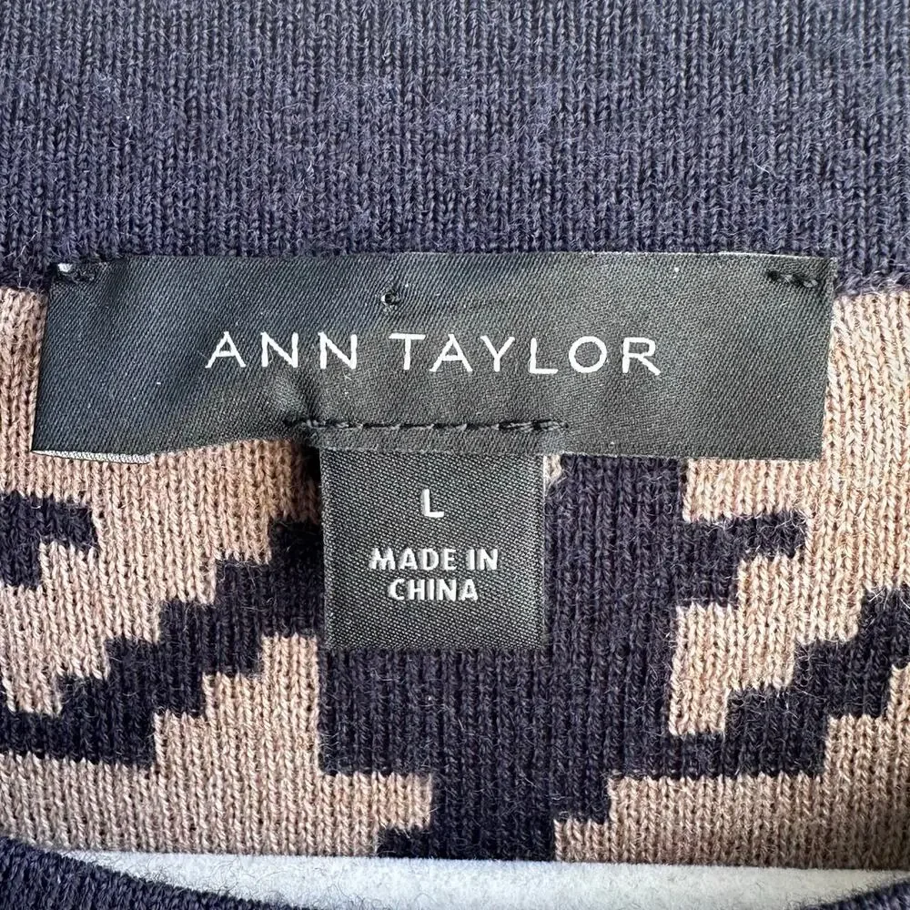 Ann Taylor Sequin Houndstooth Sweater Vest | Blush & Navy | Size L